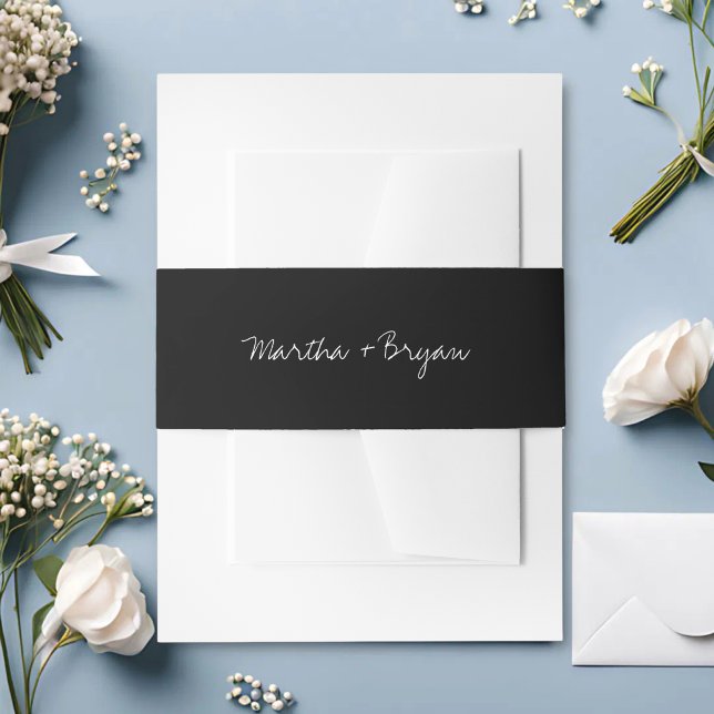 Cintas Para Invitaciones Boda moderno simple y clásico negro y blanco (Subido por el creador)
