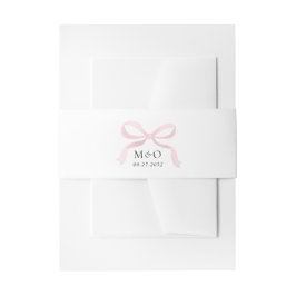 Cintas Para Invitaciones Boda Monograma Acuarela con Lazo Rosa Moderno