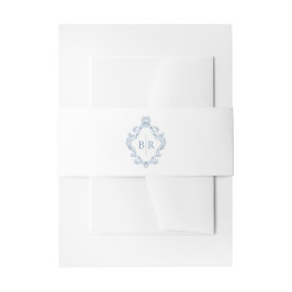 Cintas Para Invitaciones Boda Monograma Azul Vintage