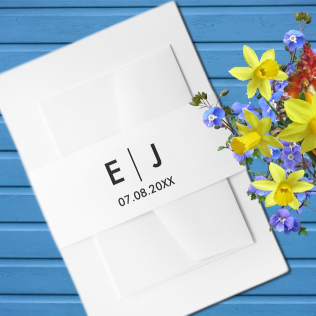 Cintas Para Invitaciones Boda Monograma blanco y negro (Subido por el creador)