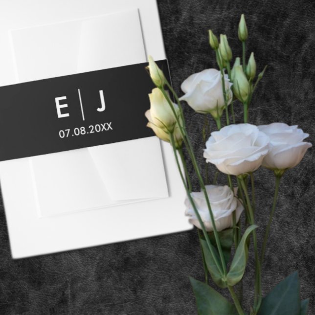 Cintas Para Invitaciones Boda Monograma blanco y negro (Subido por el creador)