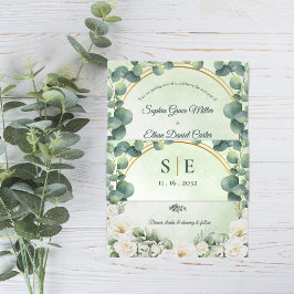Cintas Para Invitaciones Boda Monograma Botánico de Eucalipto Verde