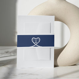 Cintas Para Invitaciones Boda Monograma de Anclaje del Corazón Azul Náutico
