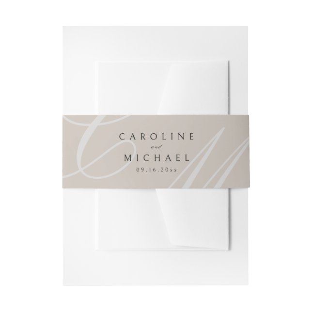 Cintas Para Invitaciones Boda Monograma de caligrafía clásica elegante (Anverso Ejemplo)