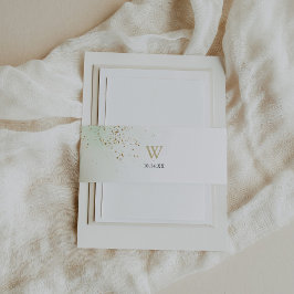 Cintas Para Invitaciones Boda Monograma de color de agua dorado