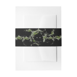 Cintas Para Invitaciones Boda monograma de eucalipto negro premium