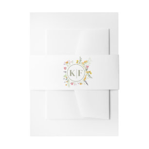 Cintas Para Invitaciones Boda Monograma de Flores Silvestres