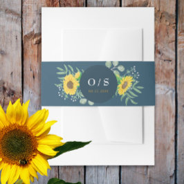 Cintas Para Invitaciones Boda Monograma de girasol amarillo acuarela