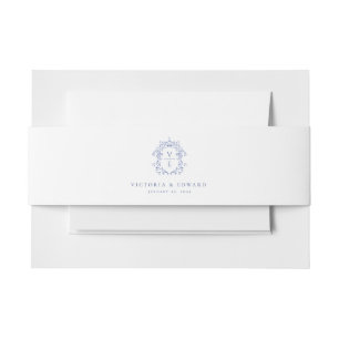 Cintas Para Invitaciones Boda Monograma de Regency Era Escudo Azul