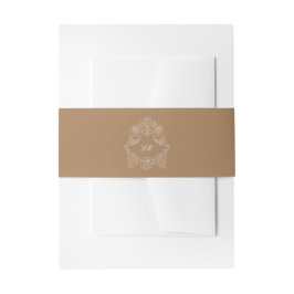 Cintas Para Invitaciones Boda Monograma del Escudo Dorado Brown