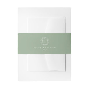 Cintas Para Invitaciones Boda Monograma del Escudo verde sabio