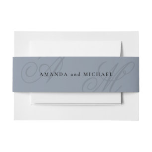 Cintas Para Invitaciones Boda monograma elegante azul oscuro