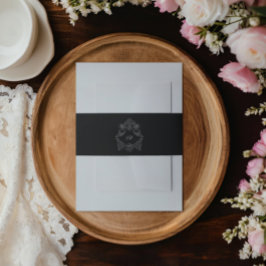 Cintas Para Invitaciones Boda Monograma en Blanco y Negro Gótico