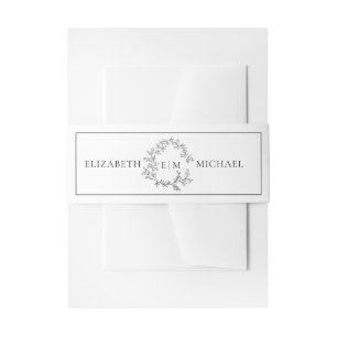 Cintas Para Invitaciones Boda Monograma Escudo de Leafy Blanco Moderno