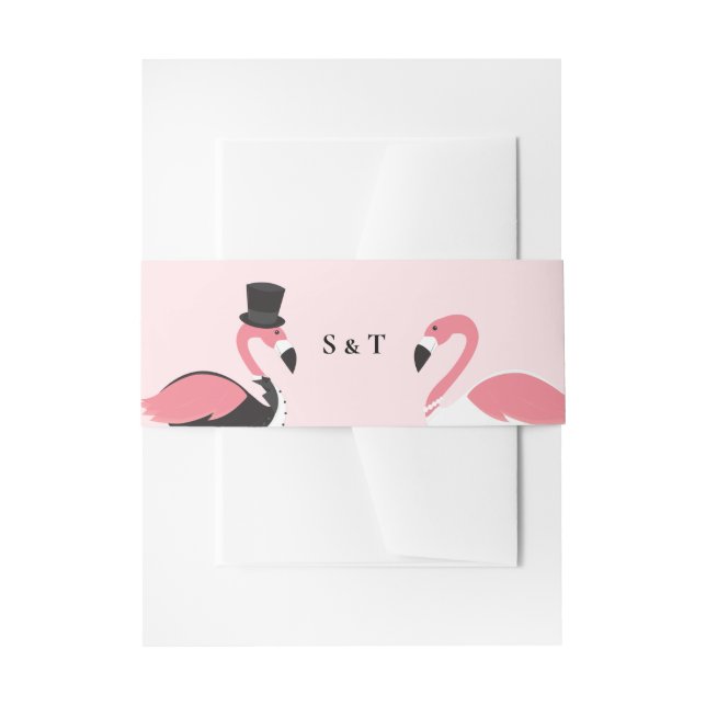 Cintas Para Invitaciones Boda Monograma Flamingo (Anverso Ejemplo)