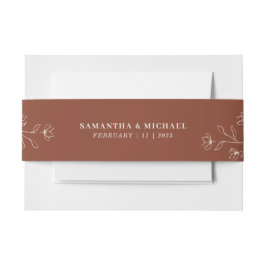 Cintas Para Invitaciones Boda Monograma Flor Pequeña Marfil Terracota