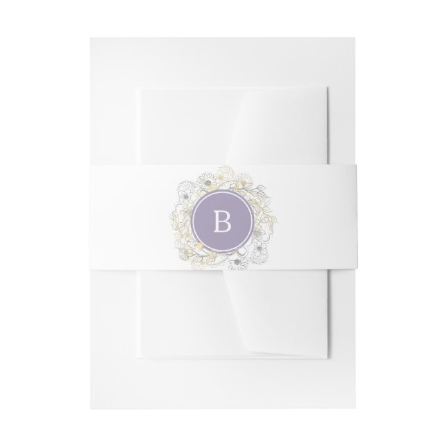 Cintas Para Invitaciones Boda Monograma Lavanda (Anverso Ejemplo)