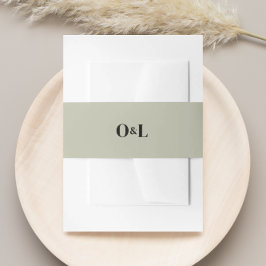 Cintas Para Invitaciones Boda Monograma Minimalista Verde Sage
