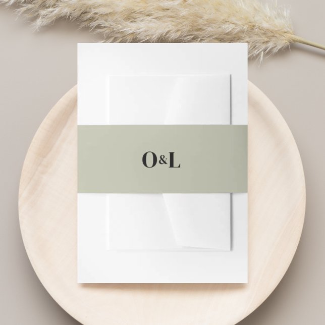Cintas Para Invitaciones Boda Monograma Minimalista Verde Sage (Subido por el creador)