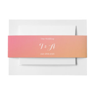 Cintas Para Invitaciones Boda Monograma Ombre solar moderno