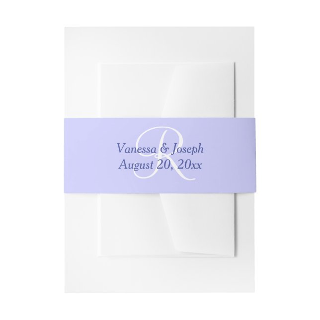 Cintas Para Invitaciones Boda Monograma Periwinkle (Anverso Ejemplo)