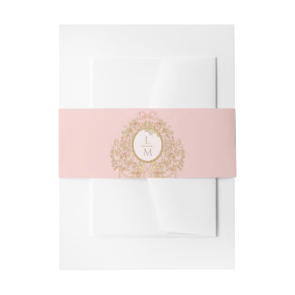 Cintas Para Invitaciones Boda Monograma Rosa Rococó Francés