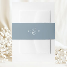 Cintas Para Invitaciones Boda Monograma Simple Elegante Azul Polvo