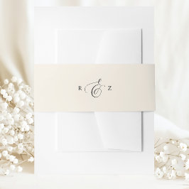 Cintas Para Invitaciones Boda Monograma Simple Elegante Crema Marfil