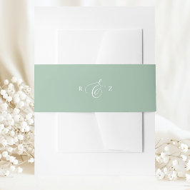 Cintas Para Invitaciones Boda Monograma Simple Elegante de Menta Polvorient
