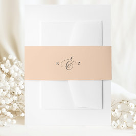 Cintas Para Invitaciones Boda Monograma Simple Elegante Melocotón Suave