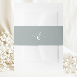 Cintas Para Invitaciones Boda Monograma Simple Elegante Polvo Salvia