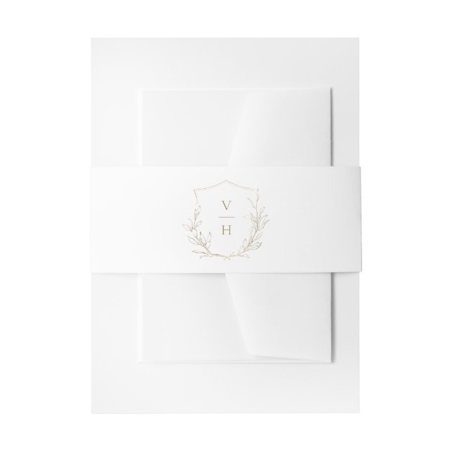 Cintas Para Invitaciones Boda monograma simple escudo botánico (Anverso Ejemplo)