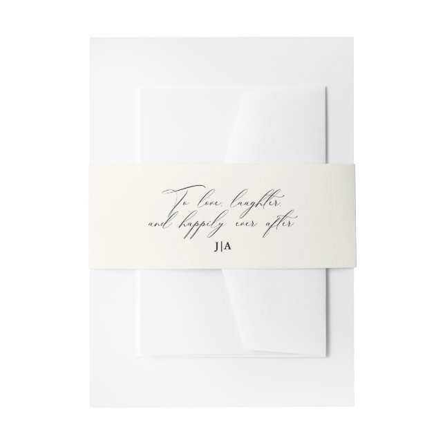 Cintas Para Invitaciones Boda Monograma Único De Marfil Para Amar La Risa (Anverso Ejemplo)