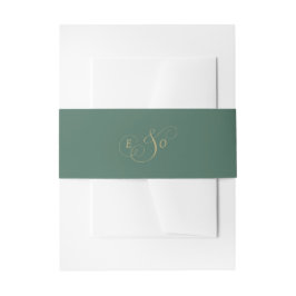 Cintas Para Invitaciones Boda Monograma Verde Esmeralda