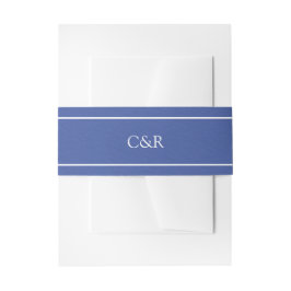 Cintas Para Invitaciones Boda Monogramado Azul y Blanco