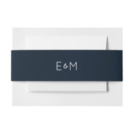 Cintas Para Invitaciones Boda Monogramado azul y blanco de la Marina