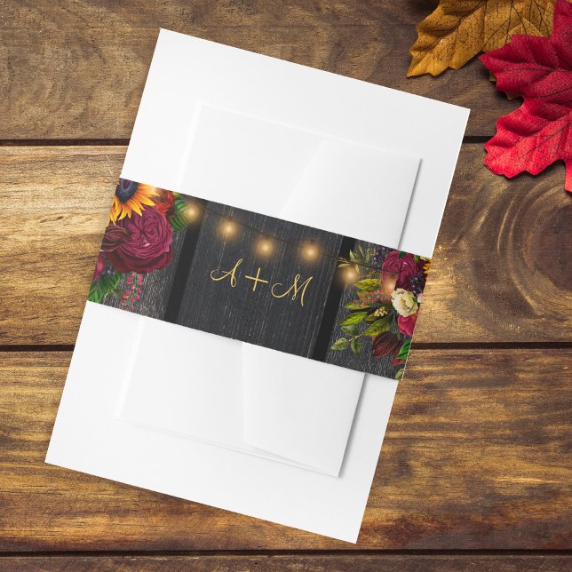 Cintas Para Invitaciones Boda monogramado de girasol ruso y rosas (Subido por el creador)