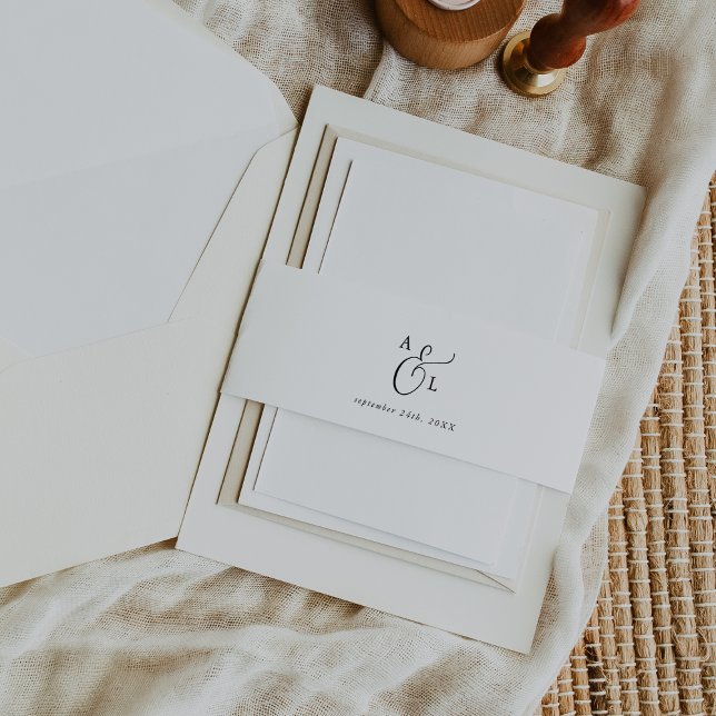 Cintas Para Invitaciones Boda monogramado de guión elegante (Subido por el creador)