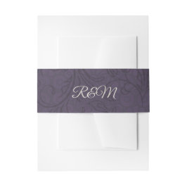 Cintas Para Invitaciones Boda Monogramado de Purple Flourish Damask