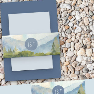 Cintas Para Invitaciones Boda Monogramado Dusty Blue Mountain