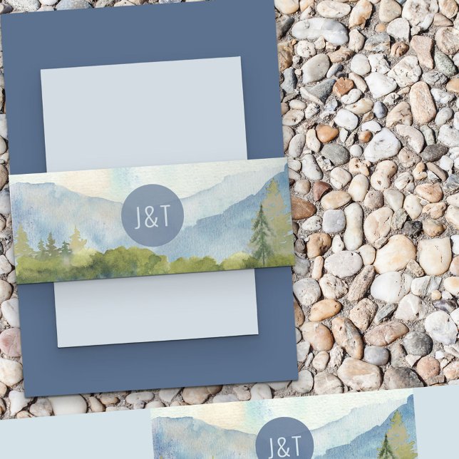 Cintas Para Invitaciones Boda Monogramado Dusty Blue Mountain (Subido por el creador)