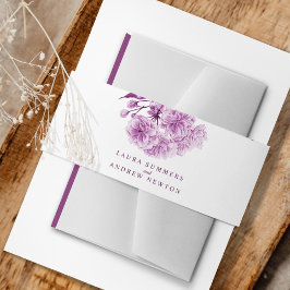 Cintas Para Invitaciones Boda morado cerezo flor acuarela personalizado