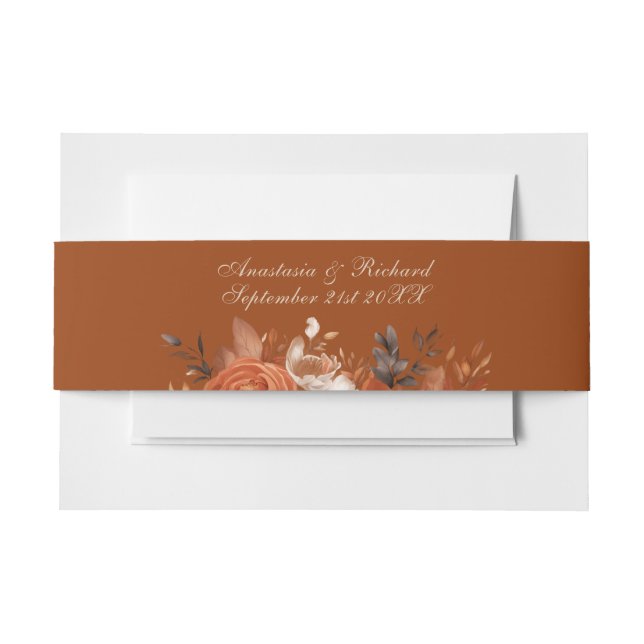 Cintas Para Invitaciones Boda Naranja quemado (Anverso Ejemplo)