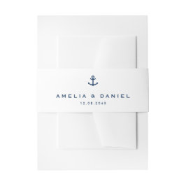 Cintas Para Invitaciones Boda Náutica de Ancla Azul Marino Moderna