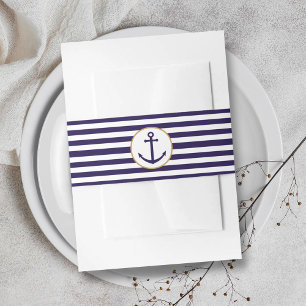Cintas Para Invitaciones Boda náutica de la marina y ancla de raya blanca