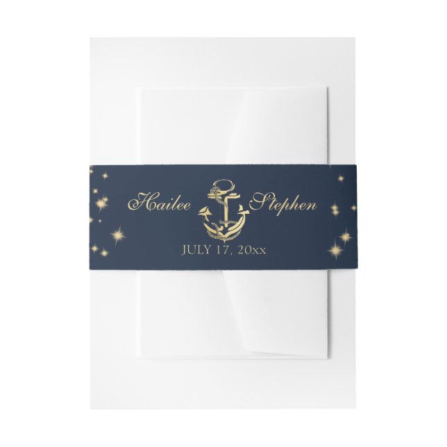 Cintas Para Invitaciones Boda Nautical Starry Midnight Sky (Anverso Ejemplo)