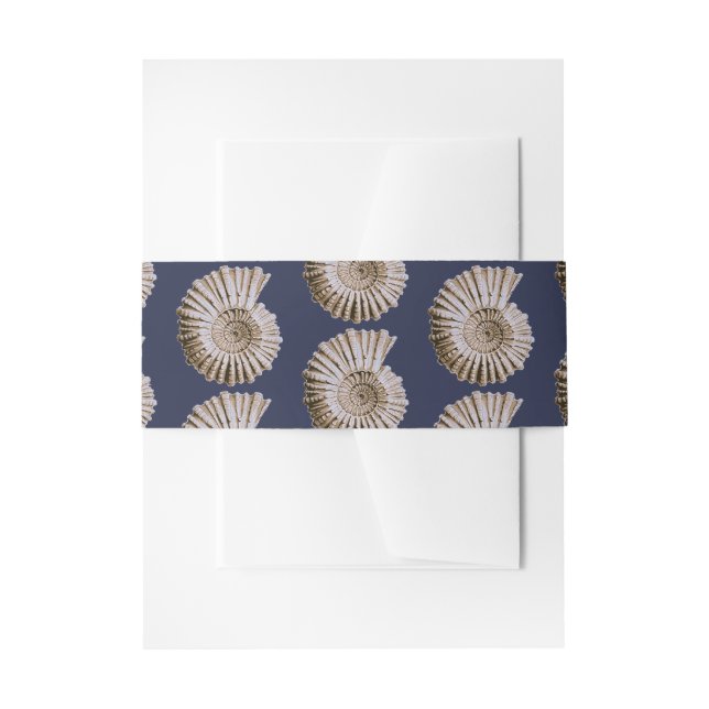 Cintas Para Invitaciones Boda Nautical Tan Seashell Beach (Anverso Ejemplo)