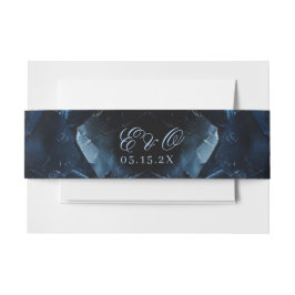 Cintas Para Invitaciones Boda Negra de Cristales de Bruja Boho Azul Oscuro