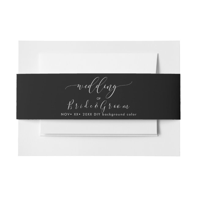 Cintas Para Invitaciones Boda negro + blanco (Anverso Ejemplo)