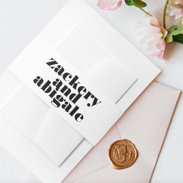 Cintas Para Invitaciones Boda negro blanco negrita y moderno